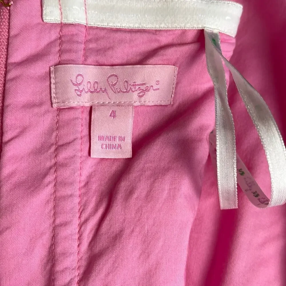 Lilly Pulitzer Strapless Fit Flare Resort Wear Dress Pink White Size 4 - Picture 7 of 12